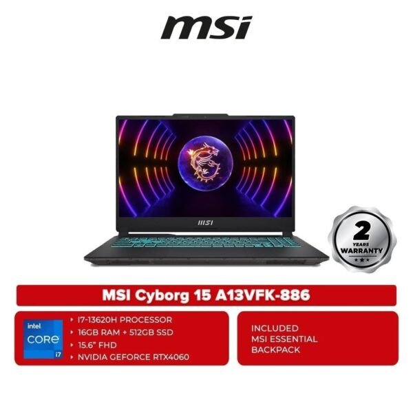 MSI Cyborg 15 A13VFK-886 15.6" FHD Gaming Laptop ( i7-13620 / RTX4060 )
